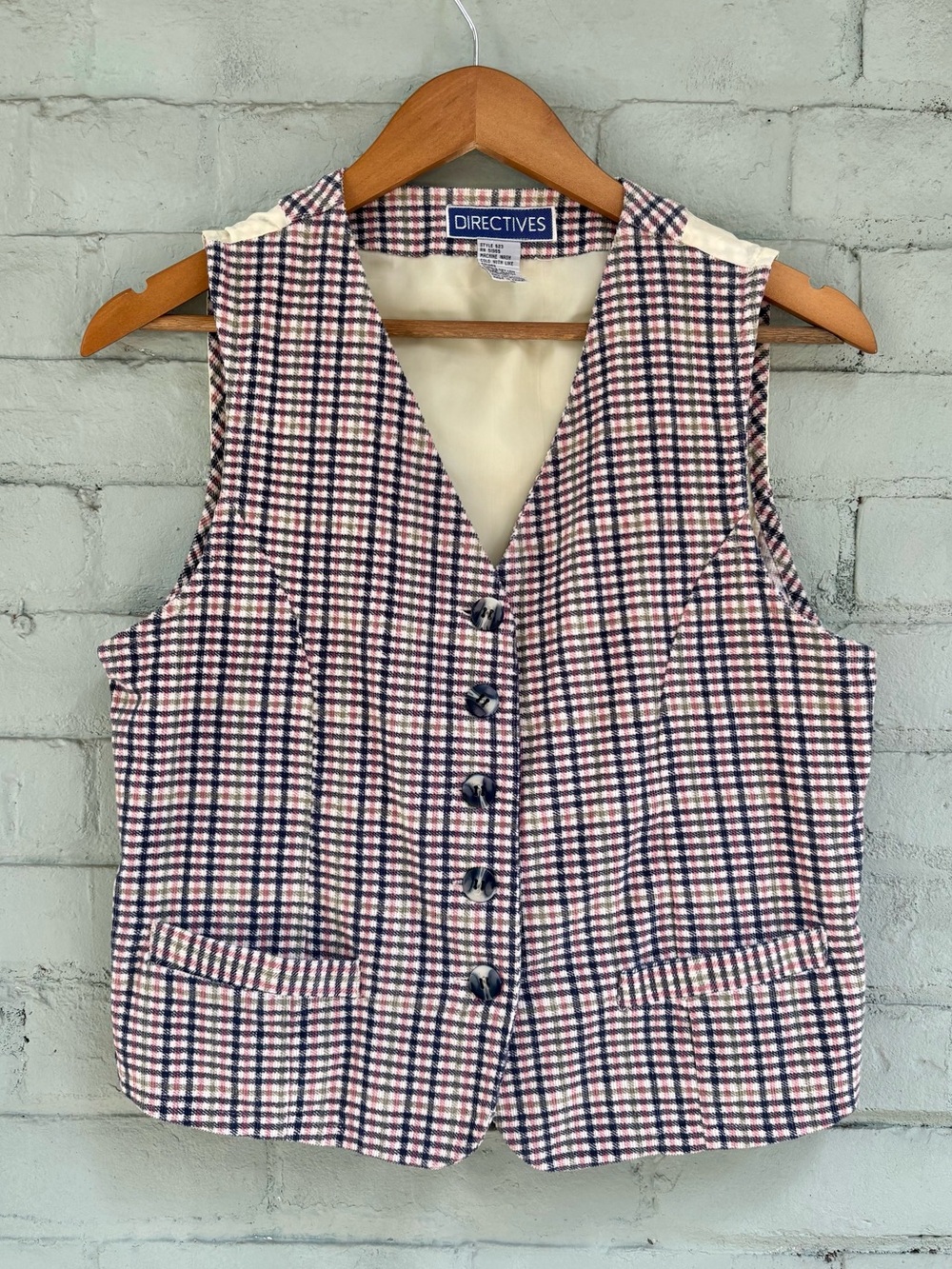 Vintage Plaid Vest - Button Down Menswear Vest